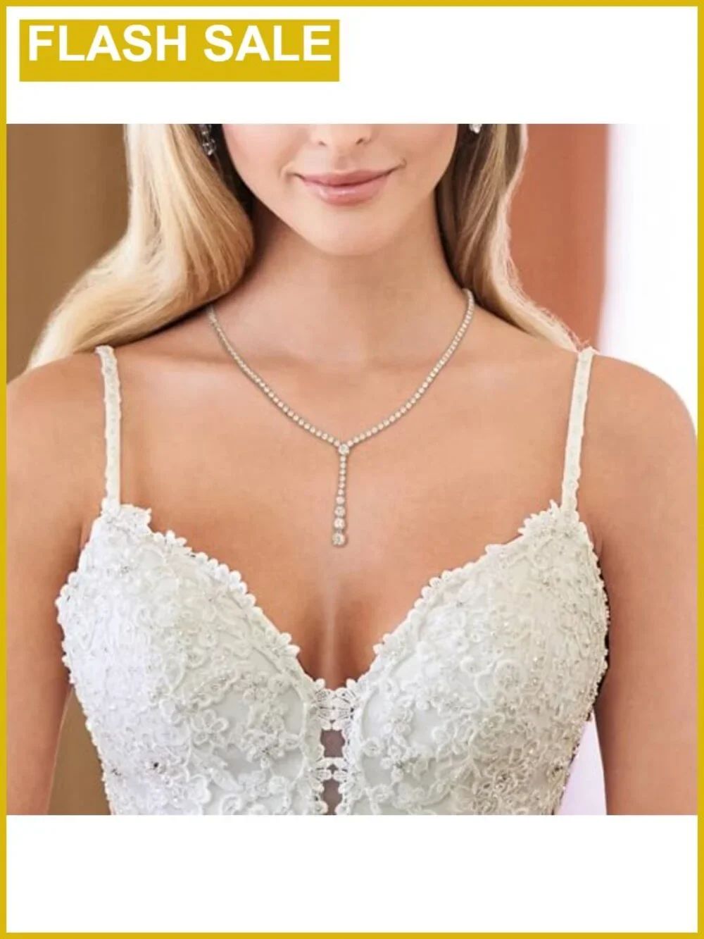 Moissanite Y Lariat Necklace 925 Sterling Silver 18K White Gold Plated